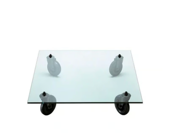 FONTANAARTE - TAVOLO CON RUOTE - Square float glass coffee table with castors by In Stock - view 2